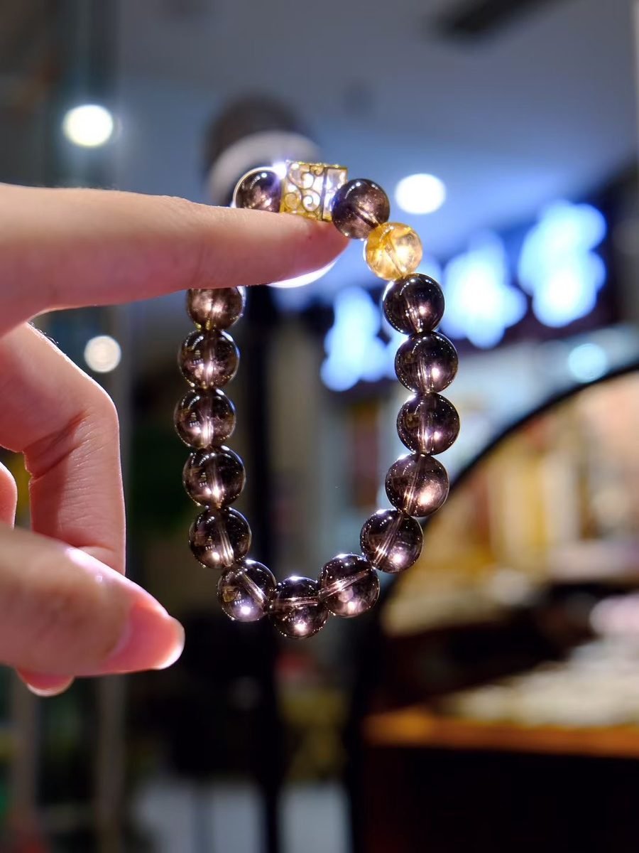 10-11mm Citrine Bracelet with Smoky Quartz - Image 4