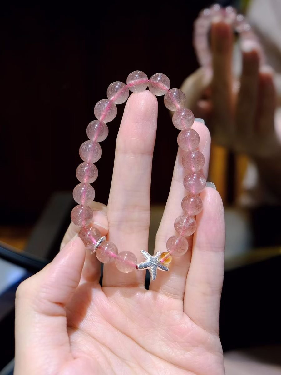 4mm Citrine Bracelet with Strawberry Quartz