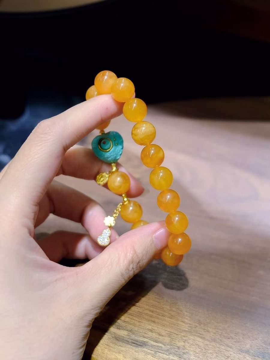 Rainbow Moonstone Bracelet with Amber