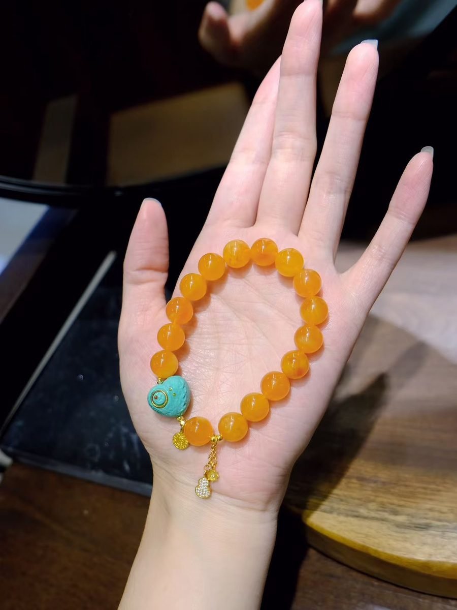 Rainbow Moonstone Bracelet with Amber - Image 2