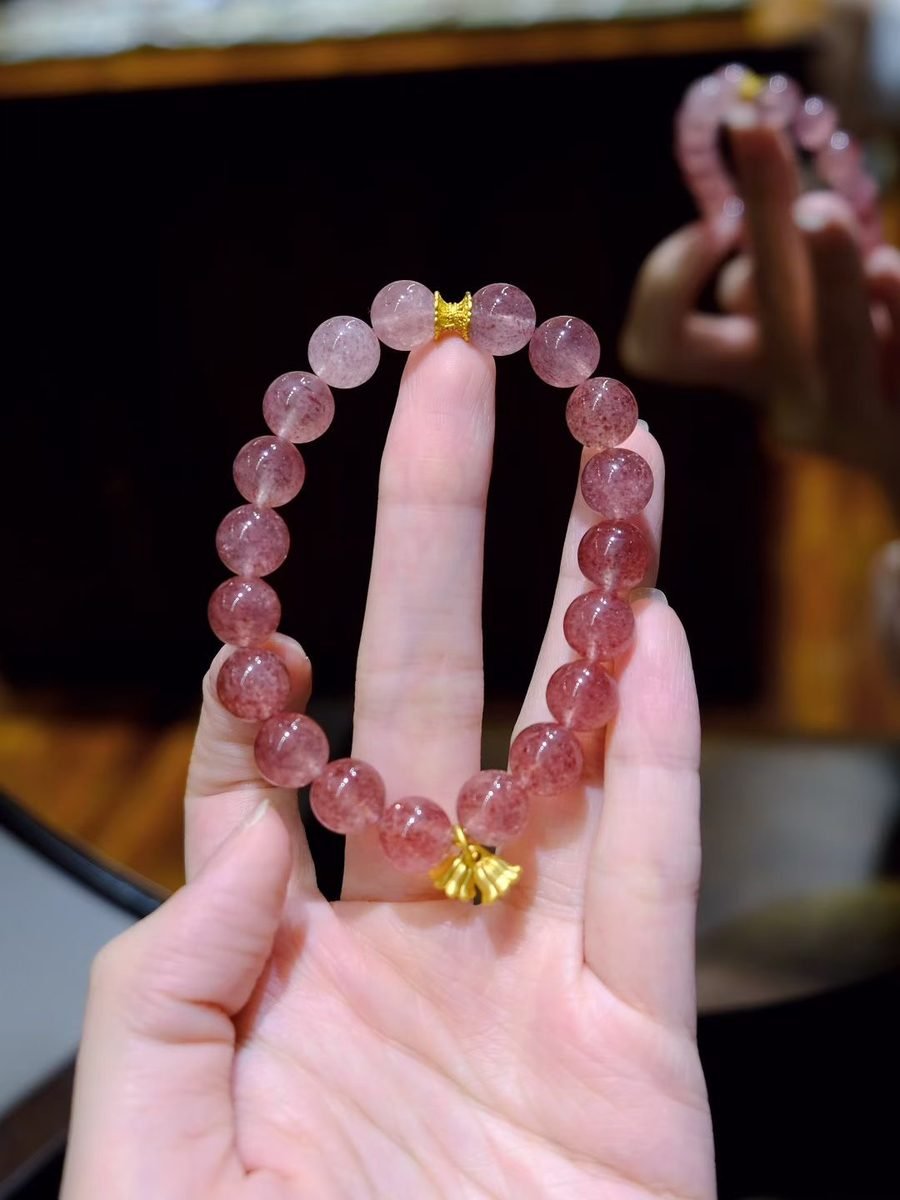 Rose Quartz Bracelet with Strawberry Quartz — Ref. 01014