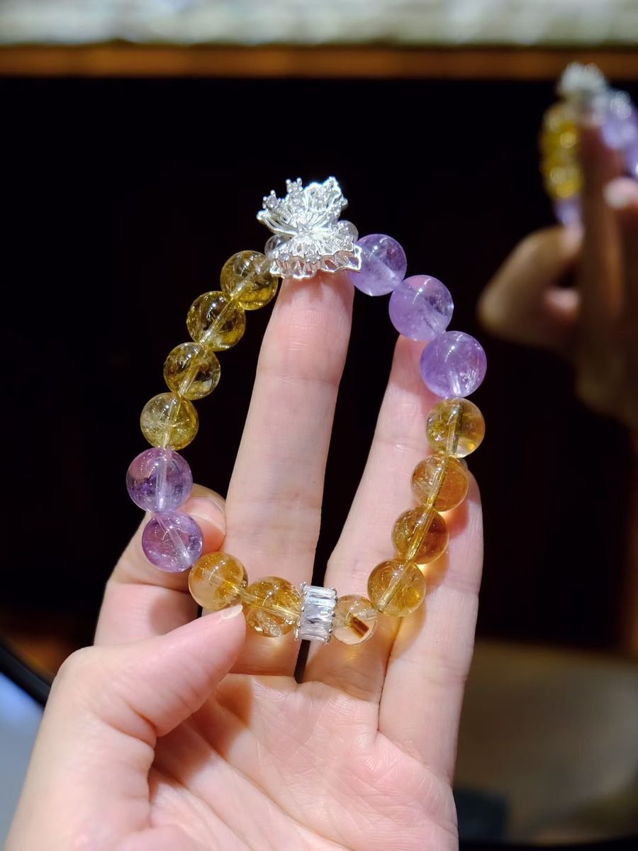 10mm Citrine Bracelet with Amethyst