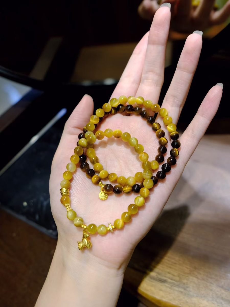 Citrine Bracelet with Rutilated Quartz & Tiger Eye — Ref. 01049