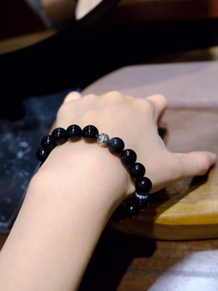 10mm Black Obsidian Bracelet — Ref. 01080 - Image 2