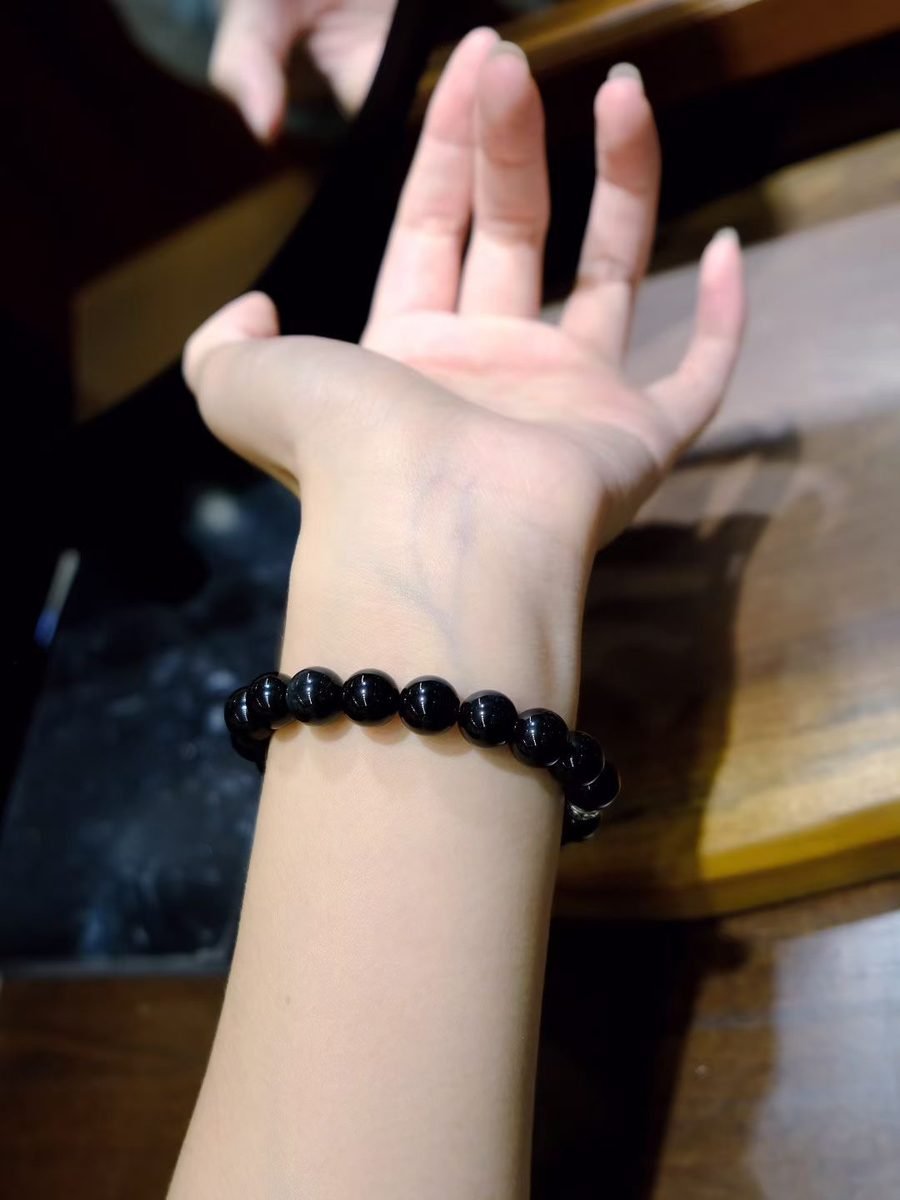10mm Black Obsidian Bracelet — Ref. 01080 - Image 3