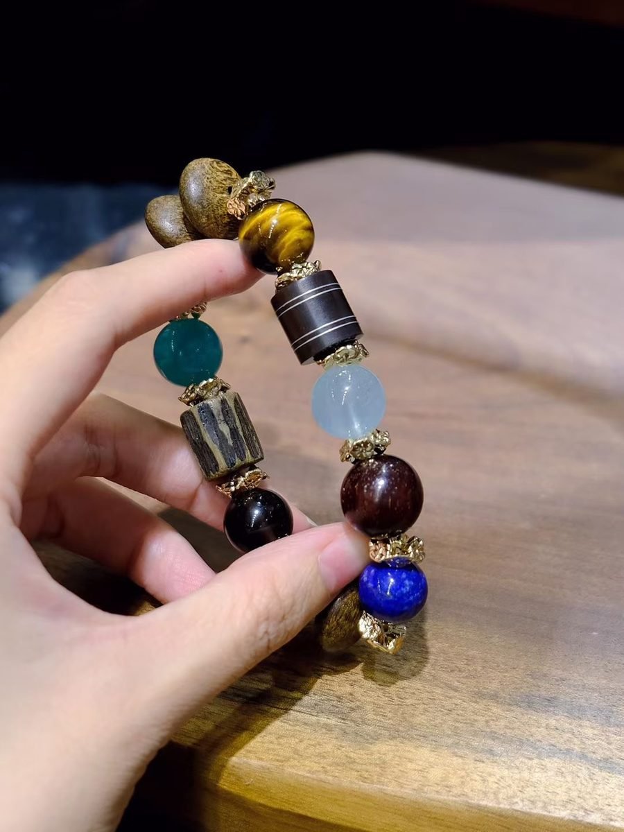 13mm 7 Chakra Balancing Bracelet with Smoky Quartz & Lapis Lazuli - Image 3