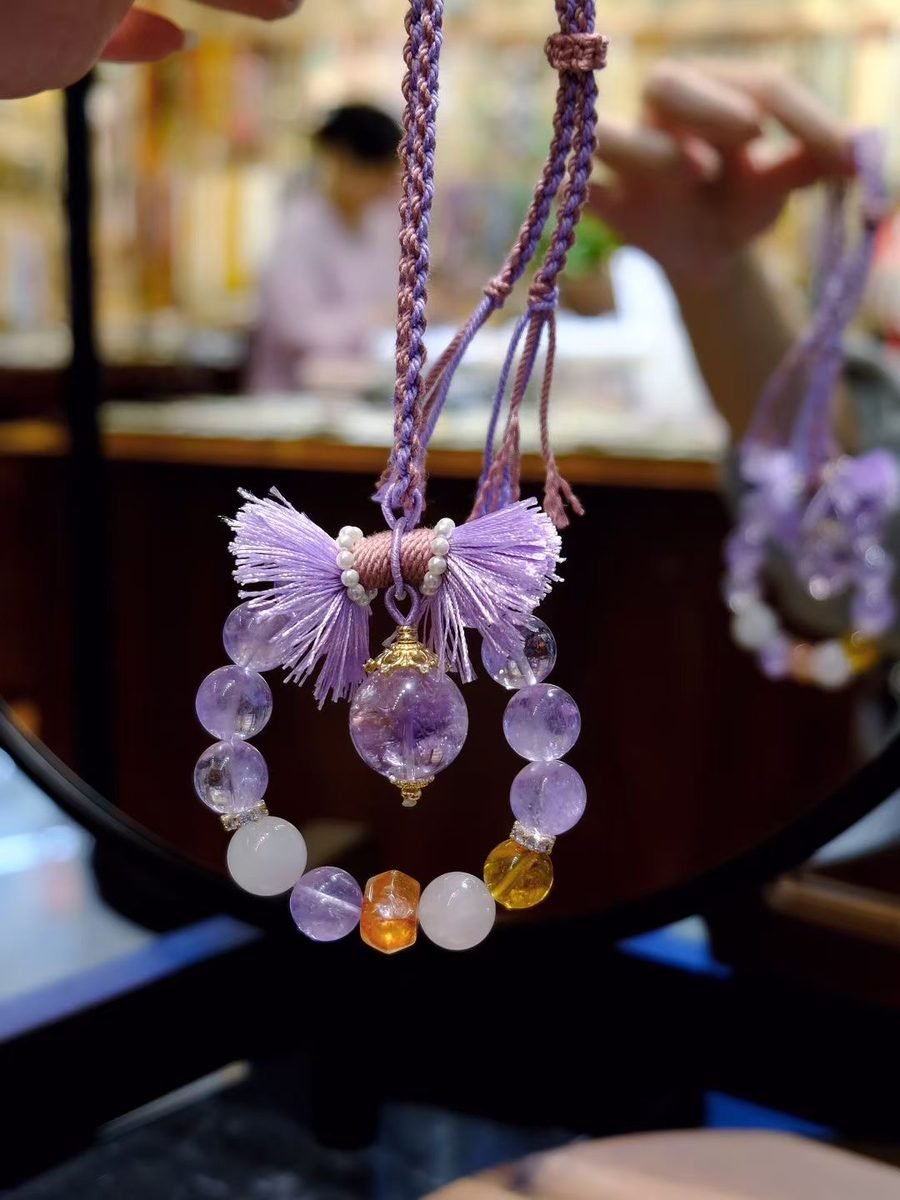 Rose Quartz Ornament with Amethyst