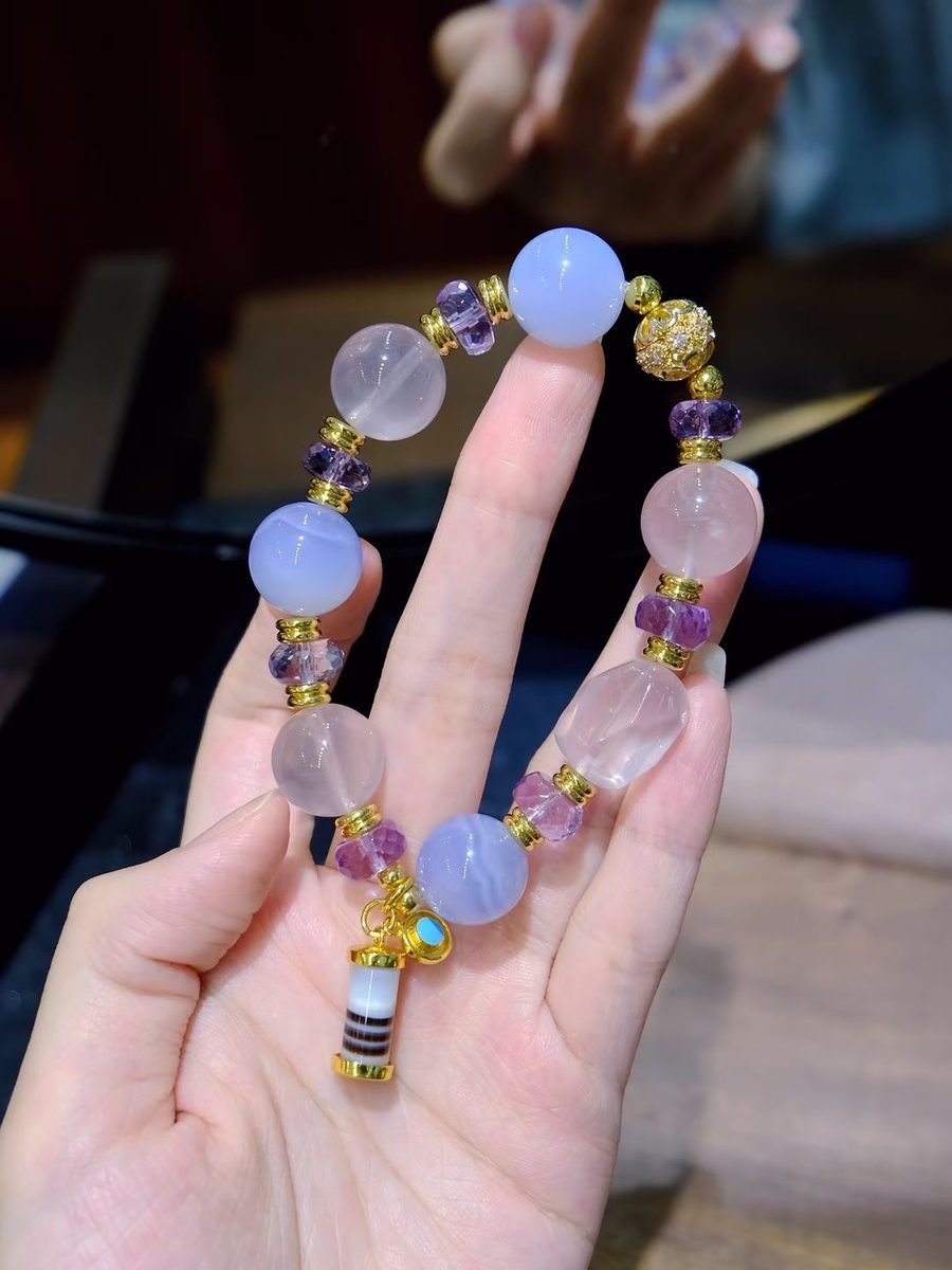 Amethyst Bracelet with Rose Quartz — Ref. 01144