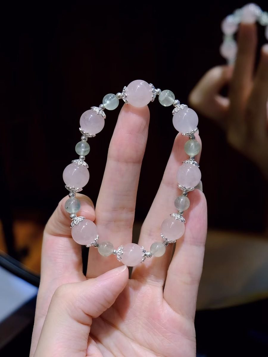 6mm Rose Quartz Bracelet with Prehnite