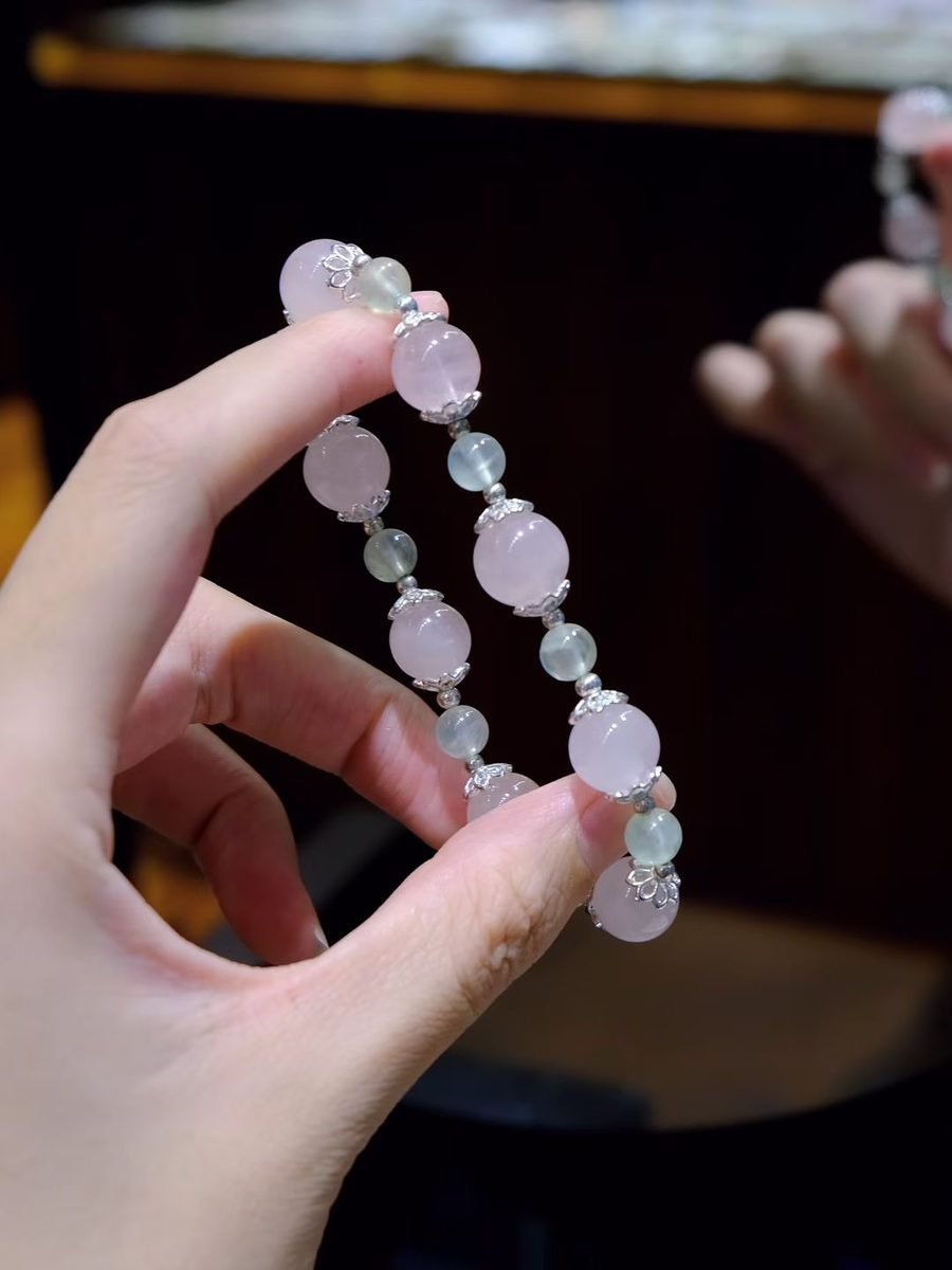 6mm Rose Quartz Bracelet with Prehnite - Image 2