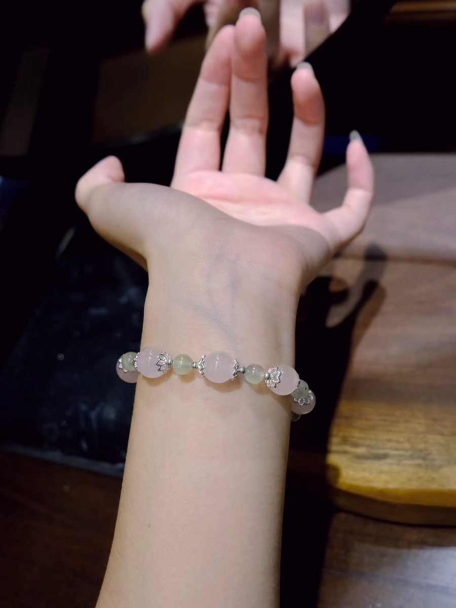 6mm Rose Quartz Bracelet with Prehnite - Image 3