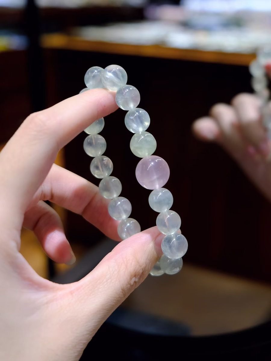 9mm Rose Quartz Bracelet with Prehnite - Image 3