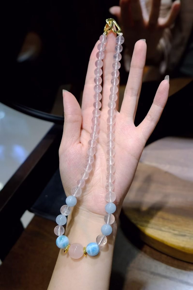 Rose Quartz Bracelet with Larimar & Aquamarine