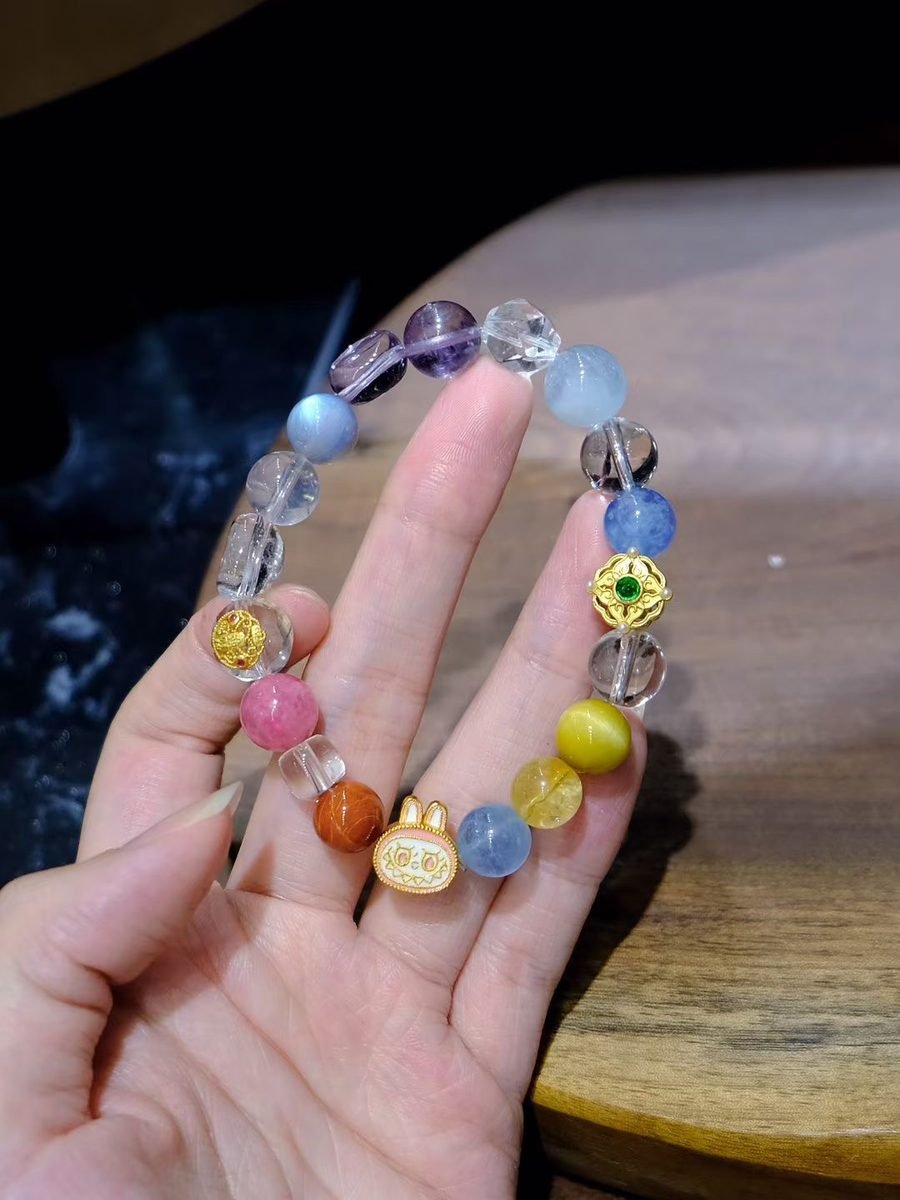 7 Chakra Balancing Bracelet with Rainbow Moonstone & Red Agate
