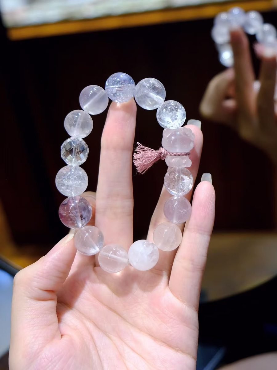 12-14mm Rose Quartz Bracelet with Amethyst