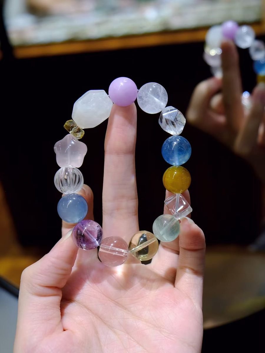 13mm 7 Chakra Balancing Baroque Bracelet with Citrine & Aquamarine