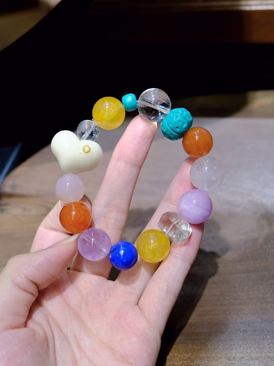7 Chakra Balancing Bracelet with Rose Quartz & Amethyst — Ref. 01218