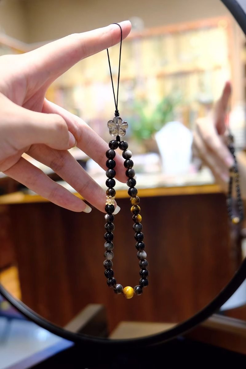6mm Black Obsidian Bracelet with Tiger Eye - Image 2