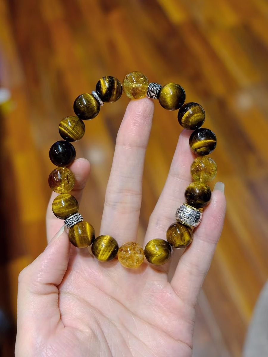 High-Grade Citrine Bracelet with Tiger Eye — Ref. 01234