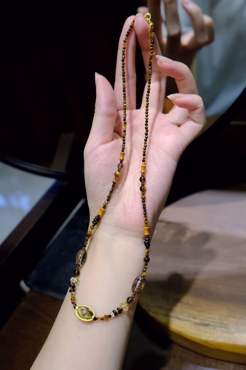 Citrine Necklace with Tiger Eye — Ref. 01246
