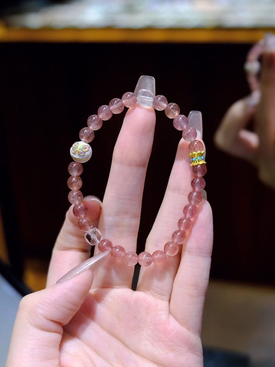 Rose Quartz Bracelet with Strawberry Quartz — Ref. 01262