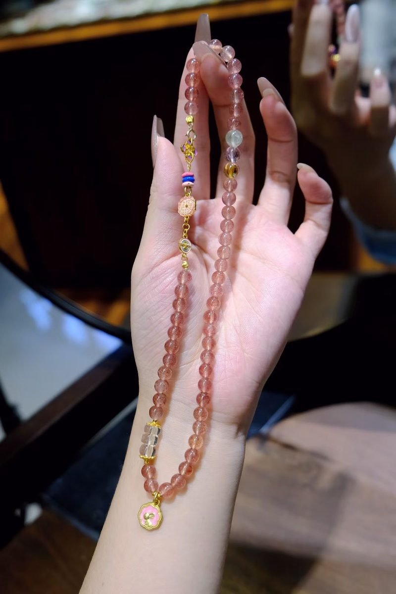 Rose Quartz Bracelet with Amethyst & Strawberry Quartz