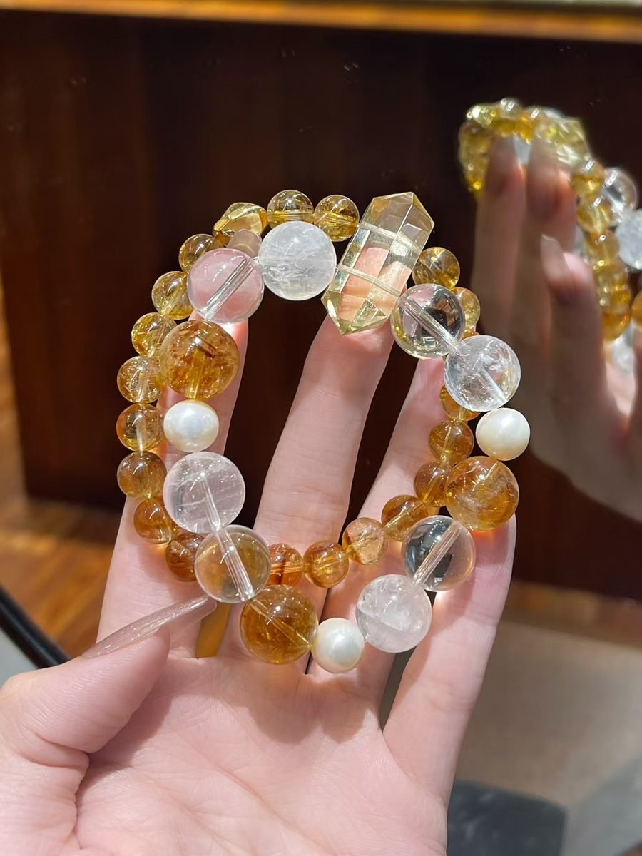 Citrine Bracelet with Clear Quartz — Ref. 01269