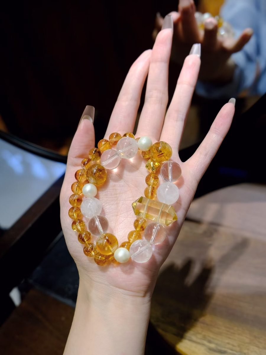 Citrine Bracelet with Clear Quartz — Ref. 01270