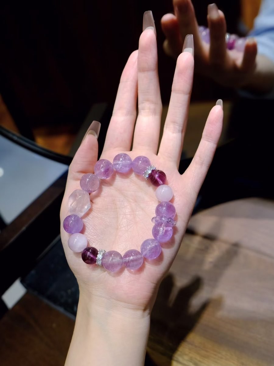 Amethyst Baroque Bracelet with Rose Quartz & Kunzite