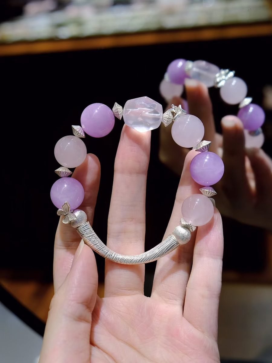 Rose Quartz Baroque Bracelet with Kunzite