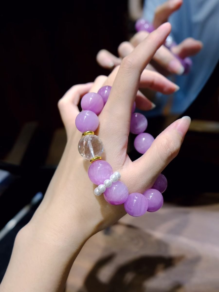 Amethyst Bracelet with Clear Quartz & Kunzite - Image 3
