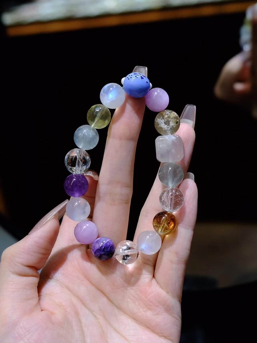 7 Chakra Balancing Bracelet with Rainbow Moonstone & Citrine