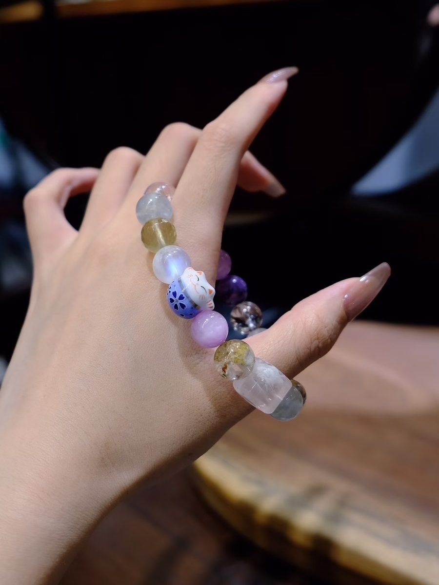 7 Chakra Balancing Bracelet with Rainbow Moonstone & Citrine - Image 3