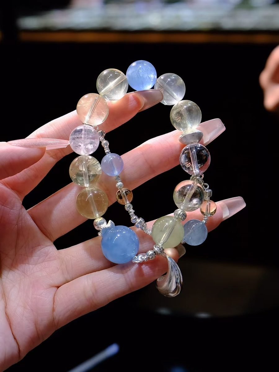 Citrine Bracelet with Clear Quartz & Aquamarine