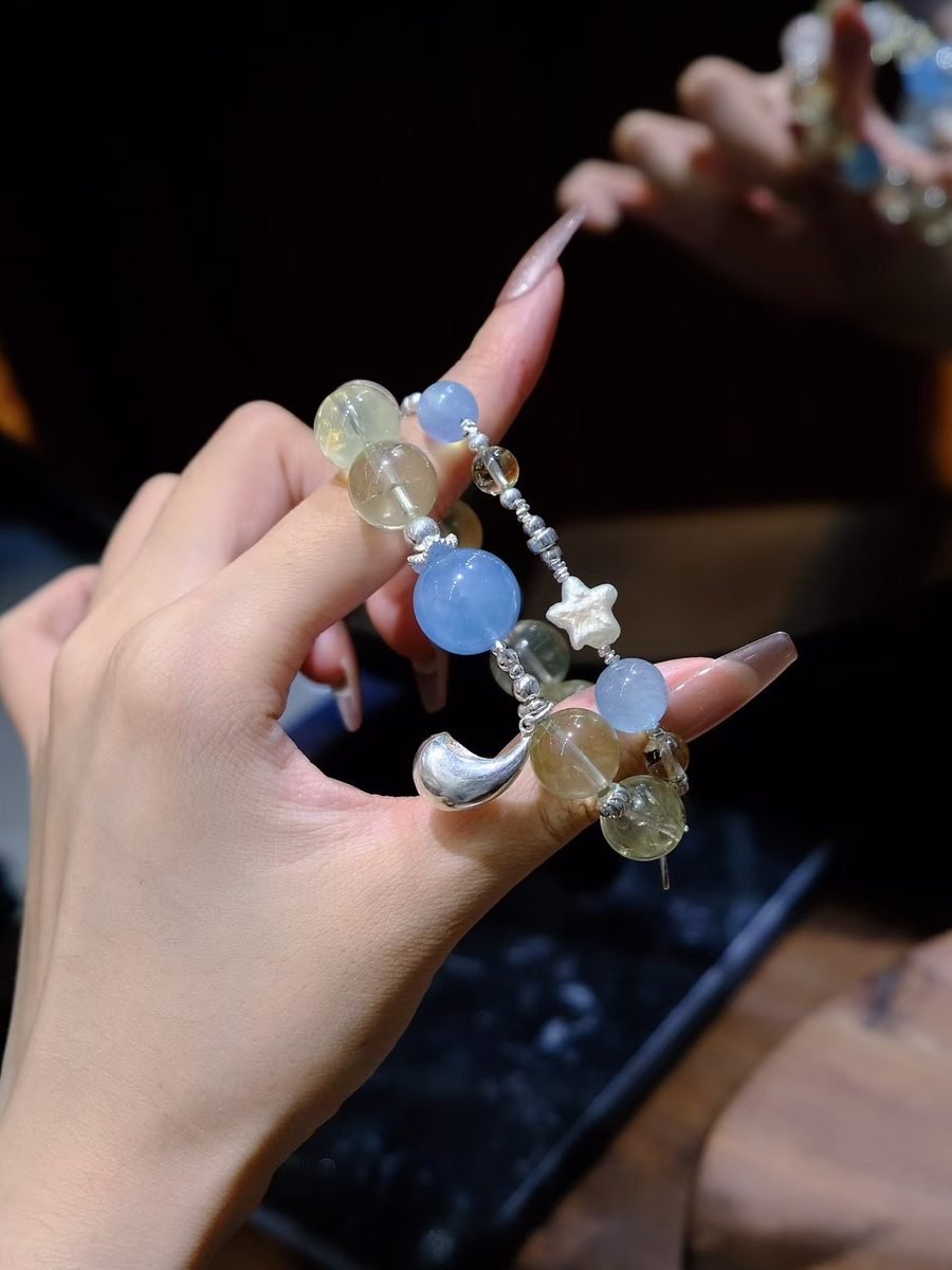 Citrine Bracelet with Clear Quartz & Aquamarine - Image 2