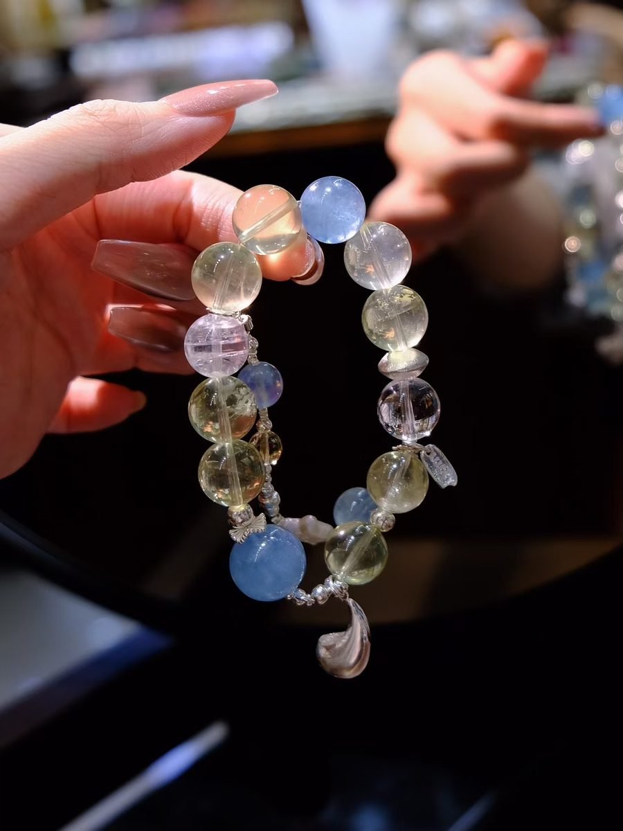 Citrine Bracelet with Clear Quartz & Aquamarine - Image 3