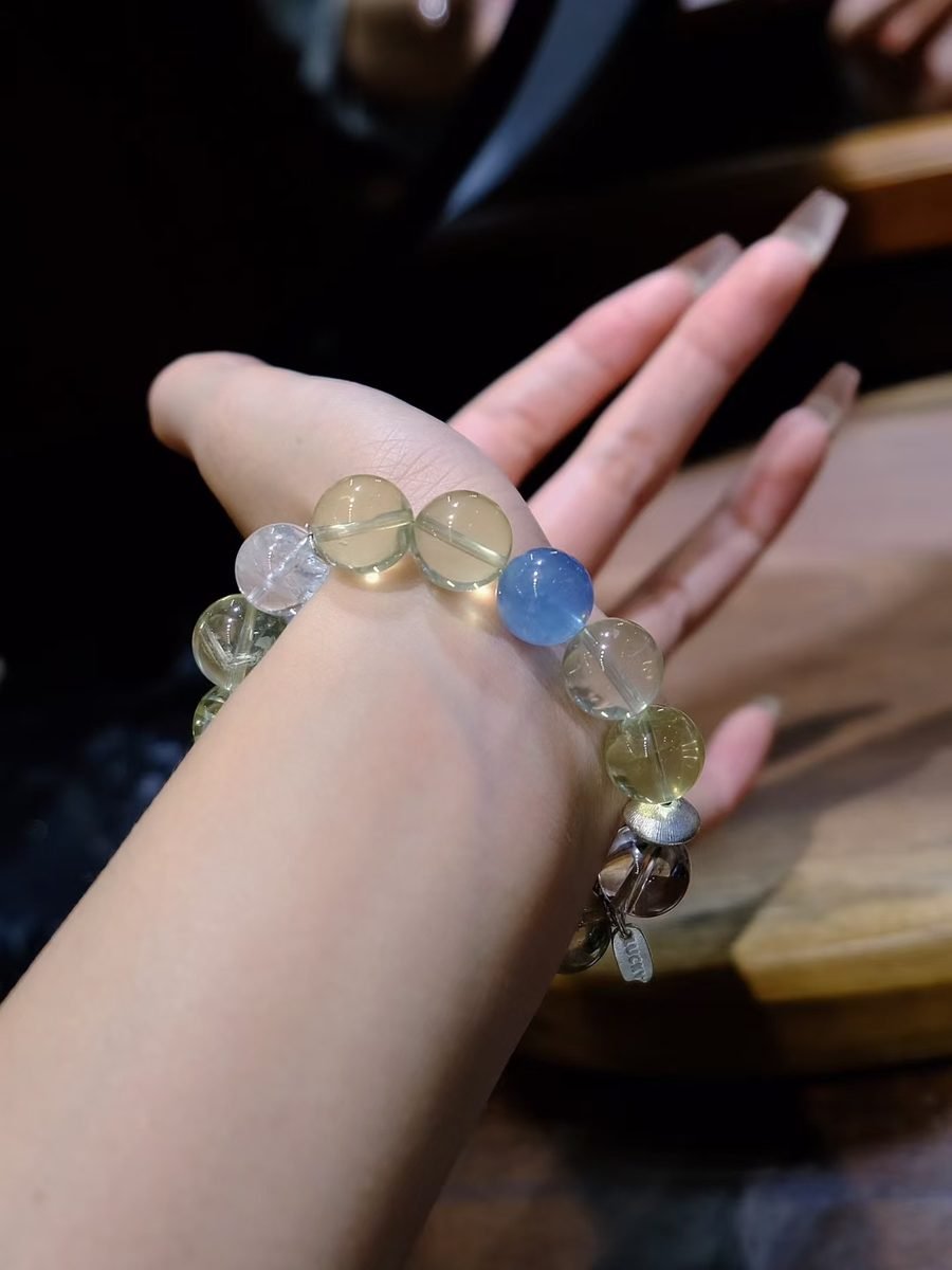 Citrine Bracelet with Clear Quartz & Aquamarine - Image 5
