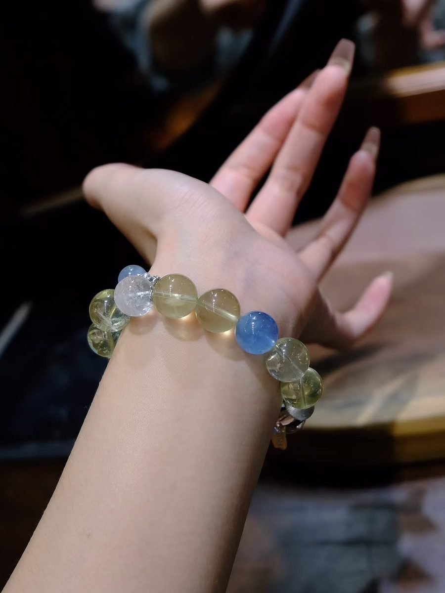 Citrine Bracelet with Clear Quartz & Aquamarine - Image 6