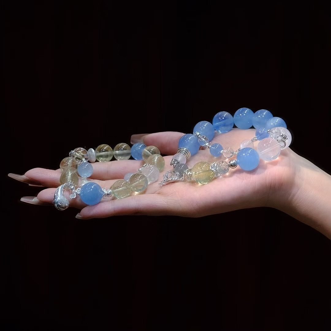 Citrine Bracelet with Clear Quartz & Aquamarine - Image 7