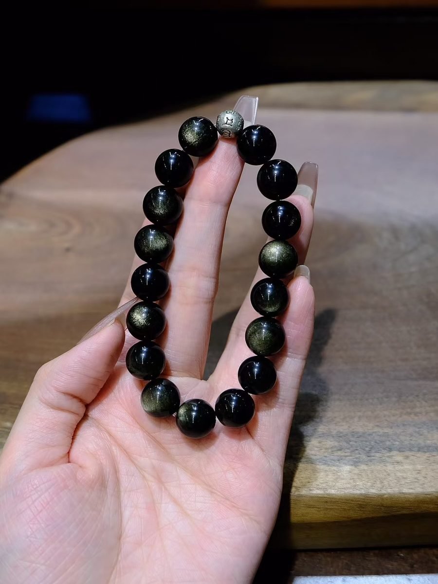 11mm Black Obsidian Bracelet