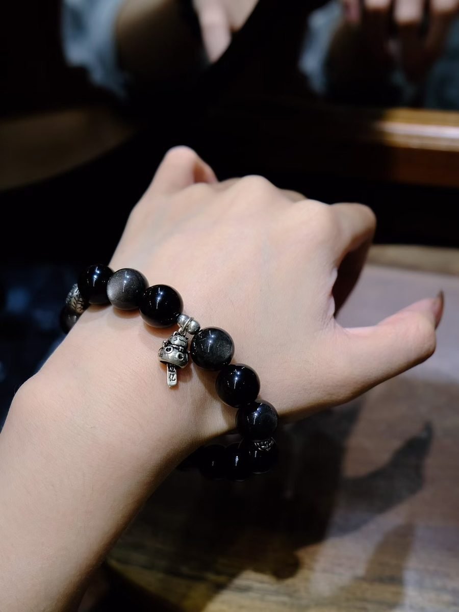 12mm Black Obsidian Bracelet - Image 5