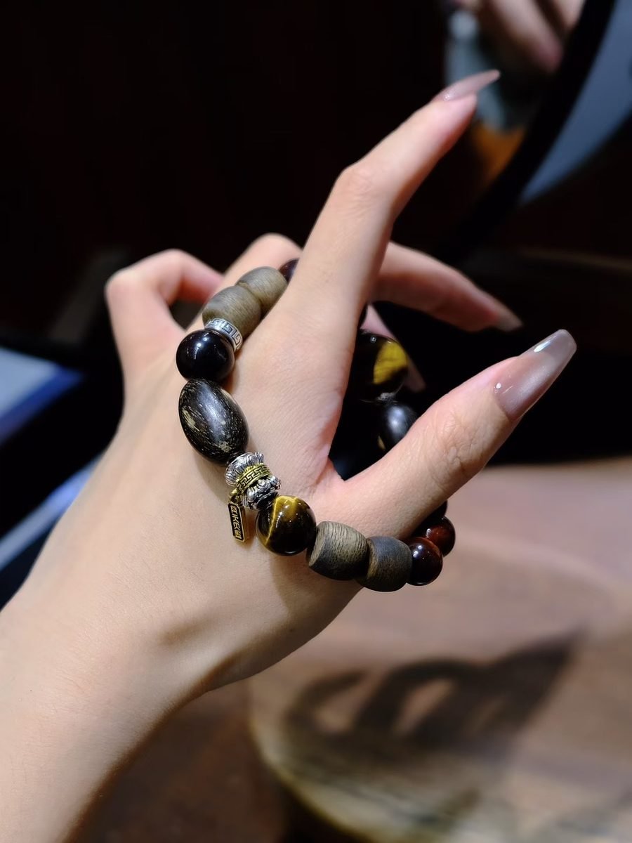 7 Chakra Balancing Bracelet with Rhodonite & Agarwood - Image 2