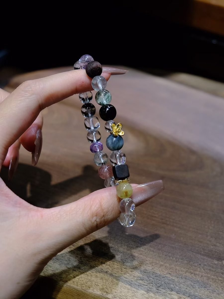 7mm 7 Chakra Balancing Bracelet with Amethyst & Citrine — Ref. 01391 - Image 2