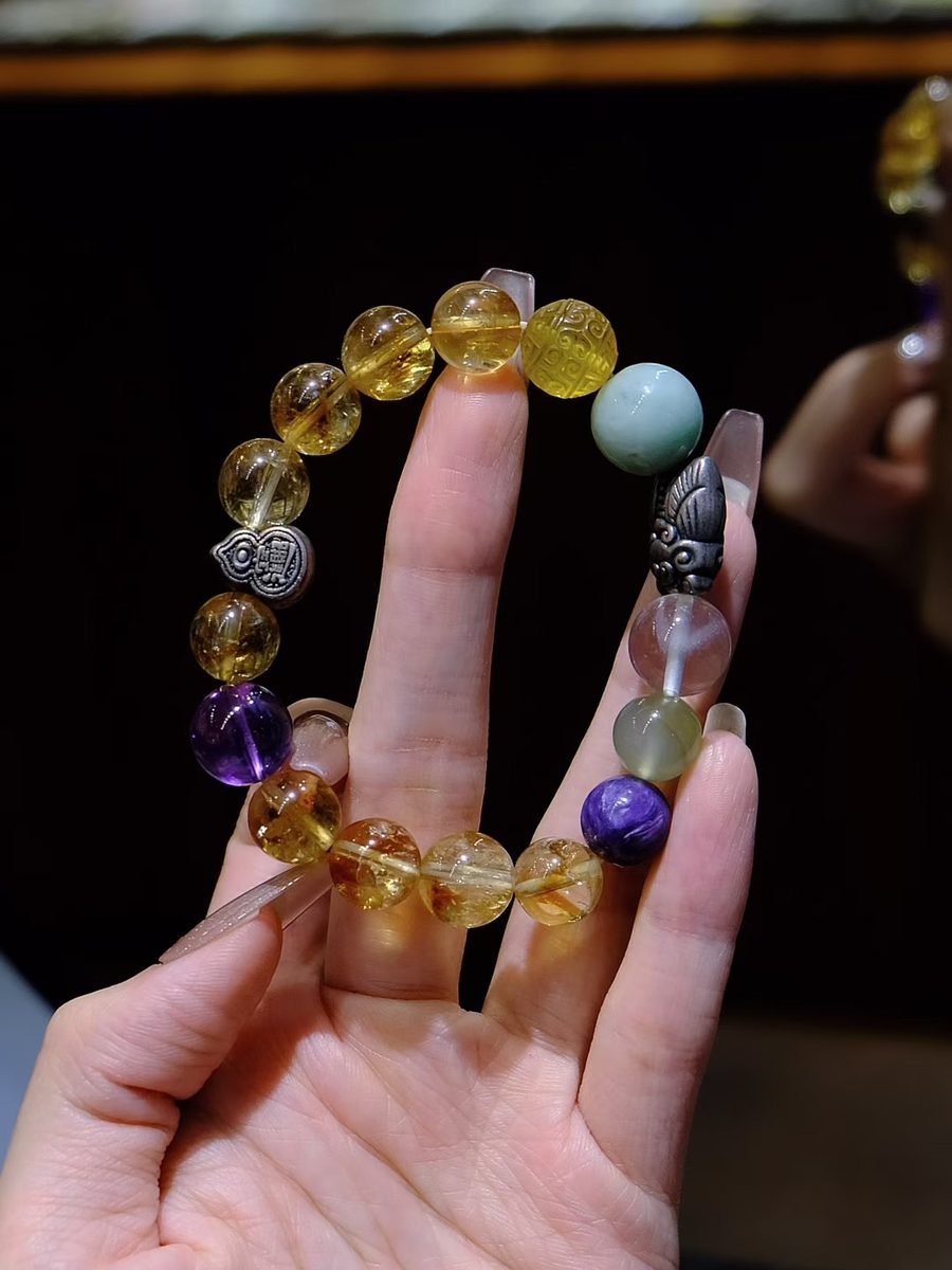 10-12mm 7 Chakra Balancing Bracelet with Amethyst