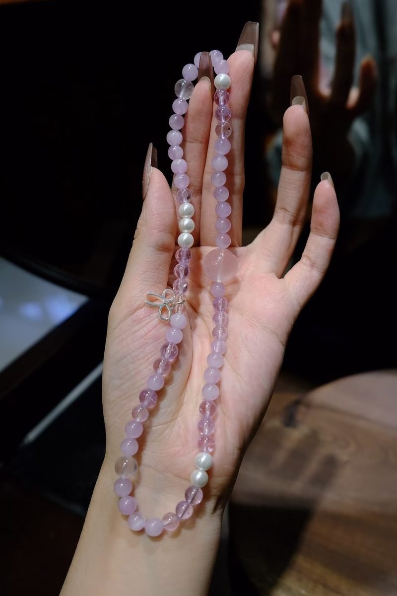 6mm Amethyst Bracelet with Rose Quartz & Kunzite — Ref. 01409