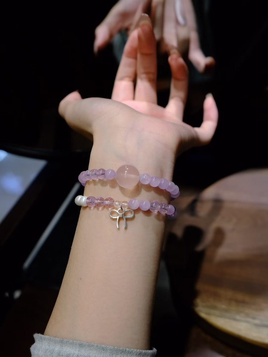 6mm Amethyst Bracelet with Rose Quartz & Kunzite — Ref. 01409 - Image 2