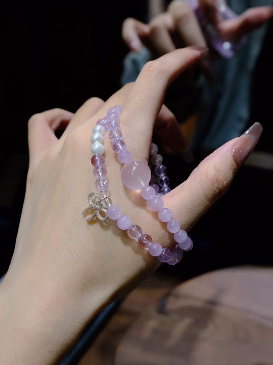 6mm Amethyst Bracelet with Rose Quartz & Kunzite — Ref. 01409 - Image 3