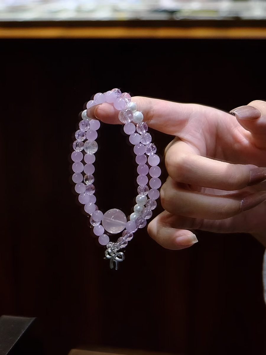6mm Amethyst Bracelet with Rose Quartz & Kunzite — Ref. 01409 - Image 4