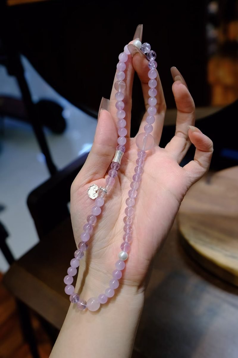 6mm Amethyst Bracelet with Rose Quartz & Kunzite — Ref. 01410