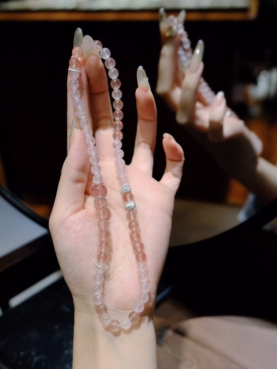 Rose Quartz Bracelet with Strawberry Quartz — Ref. 01454